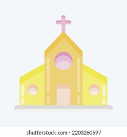 Icon Church. suitable for education symbol. flat style. simple design editable. design template vector. simple illustration