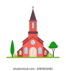 Icono de la iglesia. Para la interfaz de Diseño web y aplicación, para el diseño de arquitectura religiosa. estilo plano de Ilustración vectorial