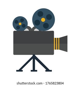 Icon of the cinema, logo of the classics. Vector illustration. Retro video camera