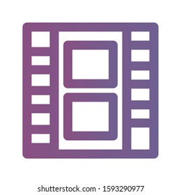 Icon cinema roll in lineal gradient style. vector illustration and editable stroke. Isolated on white background.