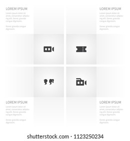Icon cinema set of entry, man, device and other vector objects. Also includes device, cam, recording elements.