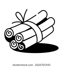 An icon of cinnamon sticks designed in hand drawn style