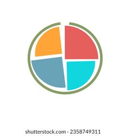 Symbolkreis mit vier farbigem Schnittbild, Pizza