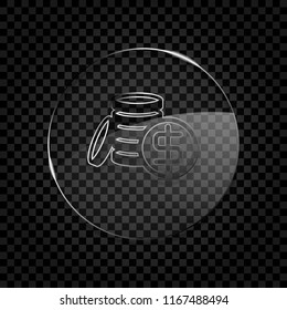  Icon in circle glass bubble on dark transparent grid. Glass style