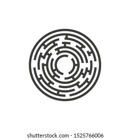 icon circle maze on white background, vector illustration