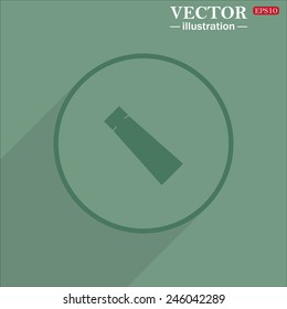 Icon circle on a green background with shadow, tube for cream or another cosmetic remedy , vector illustration, EPS 10