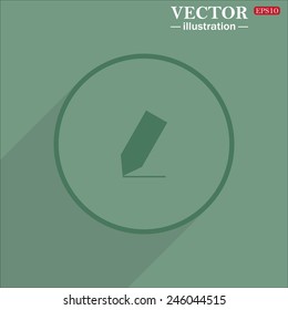Icon circle on a green background with shadow,  pencil, vector, EPS 10
