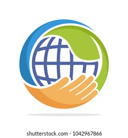 icon circle shape logo with the concept of environmentally sustainable earth	