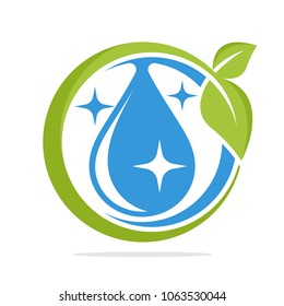 icon circle shape logo with the concept of clean water	

