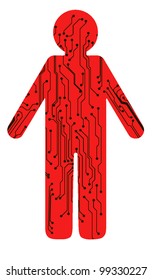 icon of circuit man. vector illustration
