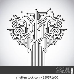 icon circuit over gray background vector illustration