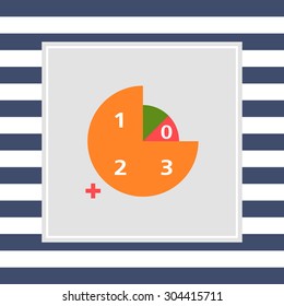 Icon of circular diagram with numbers, color segments and plus sign 