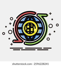 Icon circular economic. Economy elements. Icon in MBE style.