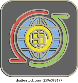 Icon circular economic. Economy elements. Icon in embossed style.
