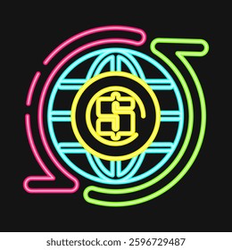 Icon circular economic. Economy elements. Icon in neon style.