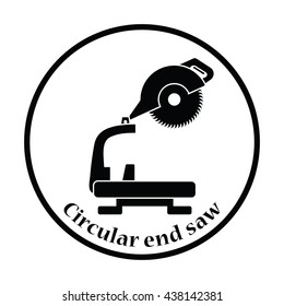 Icon of circular end saw. Thin circle design. Vector illustration.
