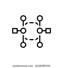 Icono de un diagrama de flujo circular con el símbolo gráfico de líneas de conexión