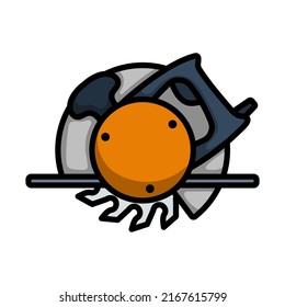 Icon Of Circular Saw. Editable Bold Outline With Color Fill Design. Vector Illustration.