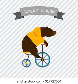 Icon of circus bear riding bicycle