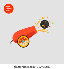 Icon of circus cannon shooting ball