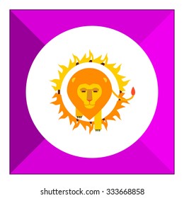 Icon of circus lion jumping through burning hoop