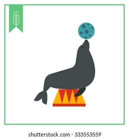 Icon of circus seal holding ball on its nose