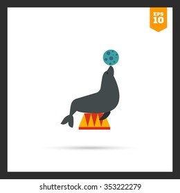 Icon of circus seal holding ball on its nose