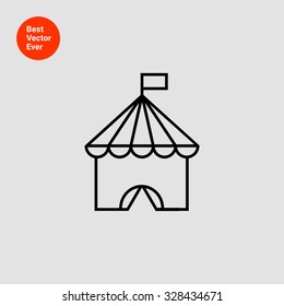 Icon of circus tent with flag on top