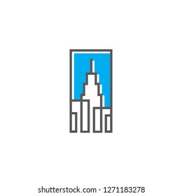 icon city building logo design vector 