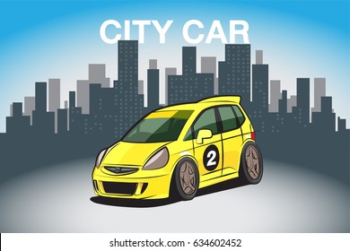 Icon City Car Yellow Color No.02 vector