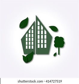 Icon of the city with trees. Vector illustration