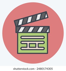Icono Tablero clapper. relacionado con Símbolo de cine. estilo mate de color. ilustración de diseño simple