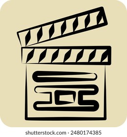 Icon Clapper Board. related to Cinema symbol. hand drawn style. simple design illustration