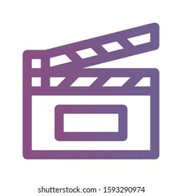 Icon clapper in lineal gradient style. vector illustration and editable stroke. Isolated on white background.