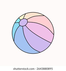 An icon of a classic beach ball with pastel-colored stripes. Perfect for summer, vacation, playtime, outdoor activities, and holiday themes.