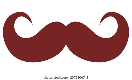 Icon of a classic gentleman's brown mustache isolated on white background.