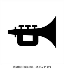  icon of a classic trumpet. Suitable for themes related to music, orchestras, or cultural events.