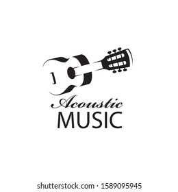 icon of classical acoustic guitar isolated on white background