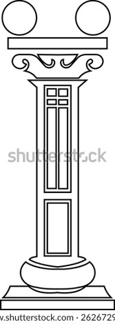 icon of classical building with columns representing ancient architecture, linear style icon. historic designs. Editable stroke width symbols elements infographics for web with transparent background