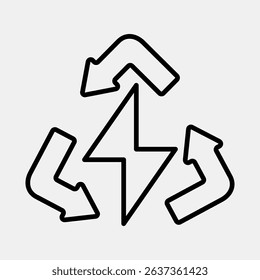 Icon clean energy. Renewable energy elements. Icon in line style.