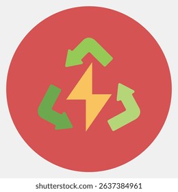 Icon clean energy. Renewable energy elements. Icon in color mate style.