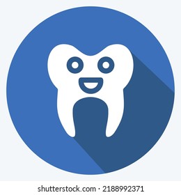 Icon Cleaned Tooth. suitable for medicine symbol. long shadow style. simple design editable. design template vector. simple illustration