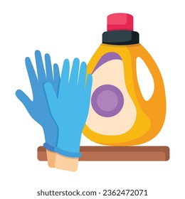 An icon of cleaning products in flat style 