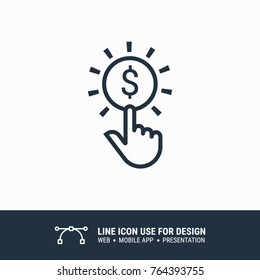 Icon click for dollar graphic design single icon vector illustration