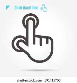 icon click hand vector illustration isolated sign symbol logo objects thin line for web, modern minimalistic flat design vector on white background