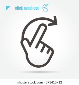 icon click hand vector illustration isolated sign symbol logo objects thin line for web, modern minimalistic flat design vector on white background