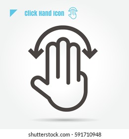 icon click hand vector illustration isolated sign symbol logo objects thin line for web, modern minimalistic flat design vector on white background