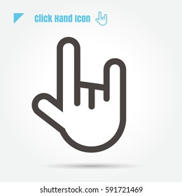 icon click hand vector illustration isolated sign symbol logo objects thin line for web, modern minimalistic flat design vector on white background