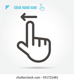 icon click hand vector illustration isolated sign symbol logo objects thin line for web, modern minimalistic flat design vector on white background