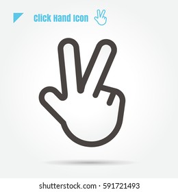 icon click hand vector illustration isolated sign symbol logo objects thin line for web, modern minimalistic flat design vector on white background